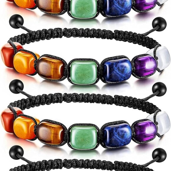 Jewelry - 4 Pcs 7 Colored Chakra Bracelets for Women Men Colored Chakra Bracelets for Gift